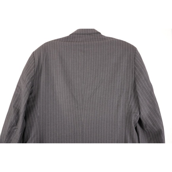 VTG Botany 500 Suit Mens 42R Dark Gray Pinstripe Wool Pants 36x29 Pleated Cuffed - Picture 12 of 16